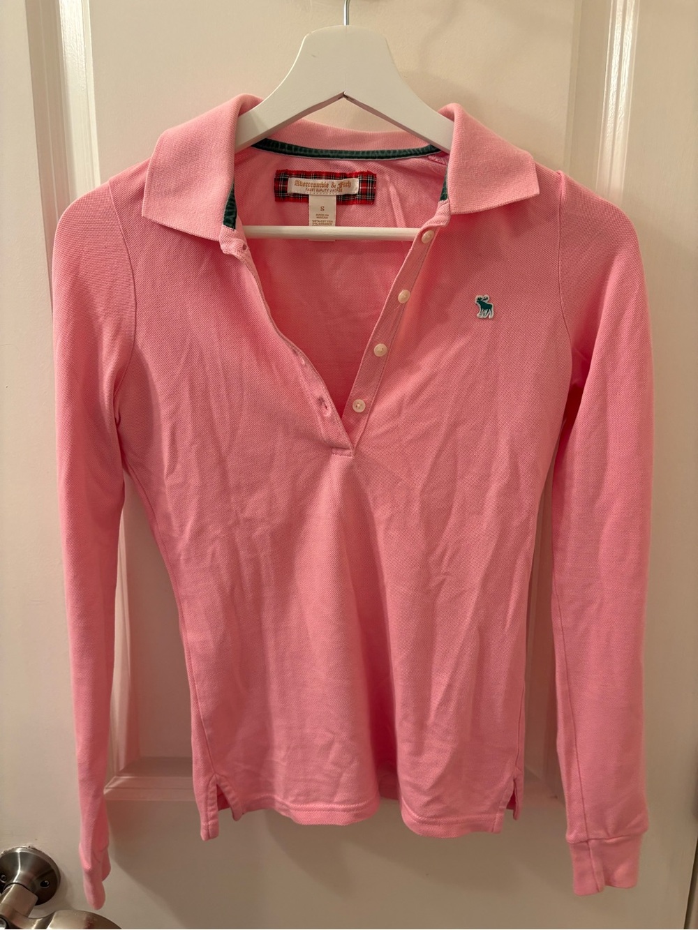 Abercrombie & Fitch Pink Polo with Green Trim